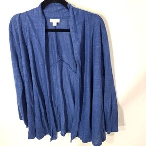 J. Jill Love Linen Women's Size Medium Blue Duster Cardigan Open‎ Sweater Comfy